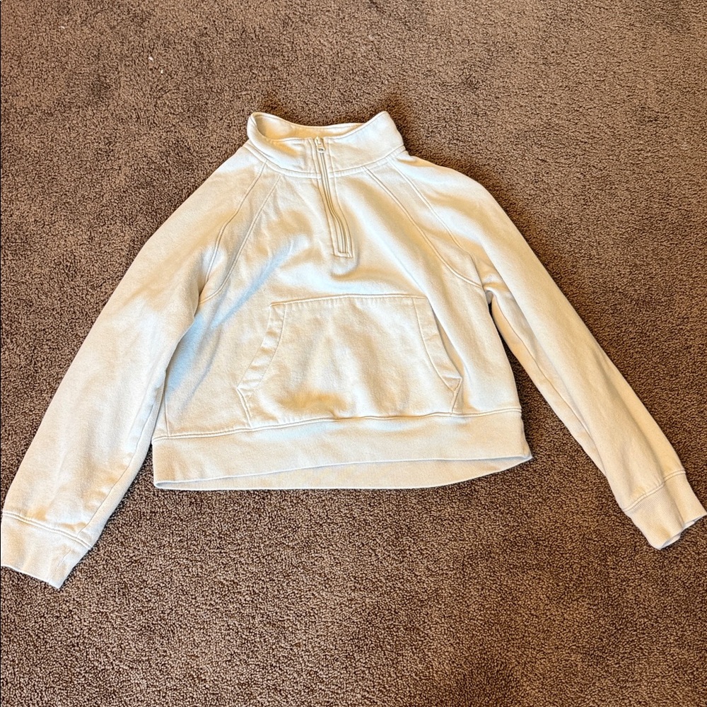 Girls Cream Half-Zip Sweater